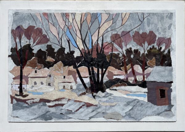 Village sous la neige - papier