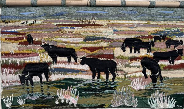 Taureaux en Camargue - brodé