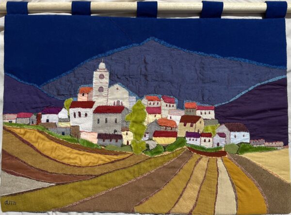 Village au bord du champ- brodé