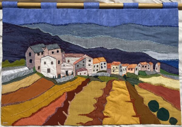 Village et champs - brodé